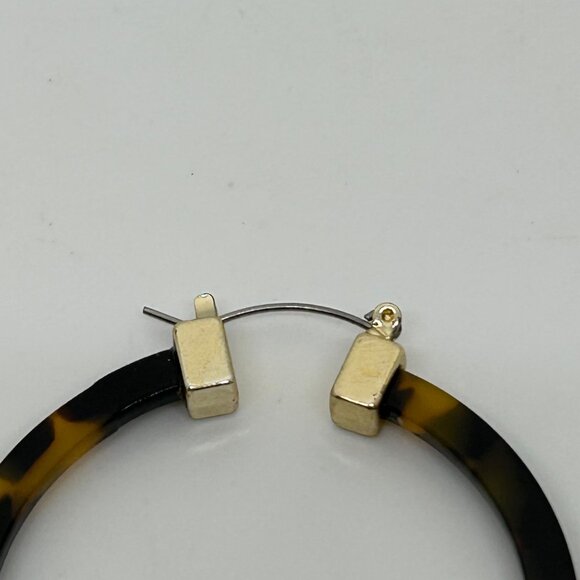 Faux Tortoise Acrylic Hoop Earrings With Silver-Tone Accents Statement 2 inches - Picture 11 of 15